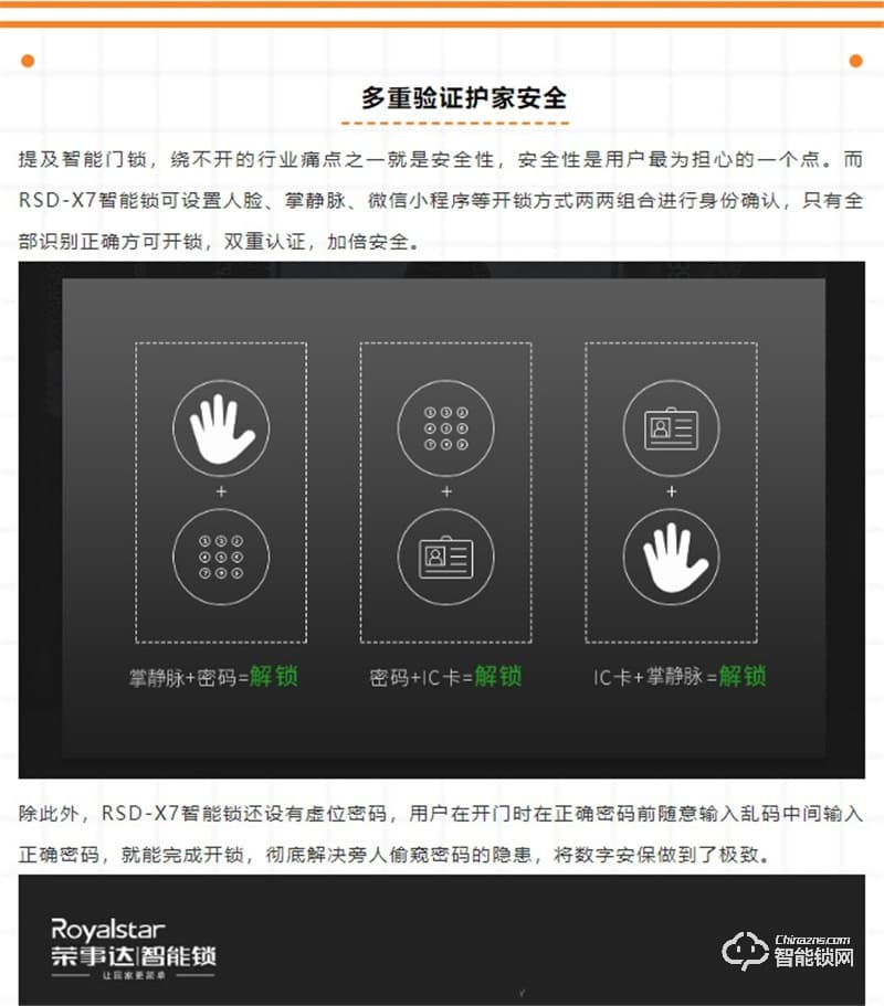 榮事達智能鎖RSD-X7 全自動人臉識別款