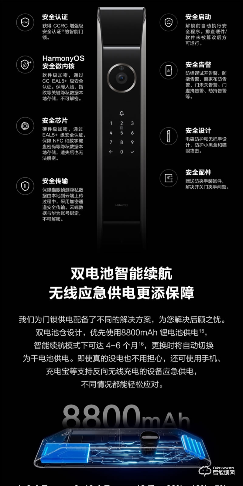 華為智能門鎖Pro 新款自研可視貓眼AI人臉識(shí)別全自動(dòng)指紋解鎖