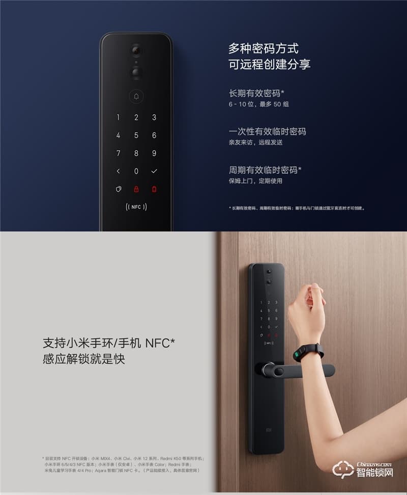 小米智能門鎖 Pro碳素黑 高清超廣角攝像頭