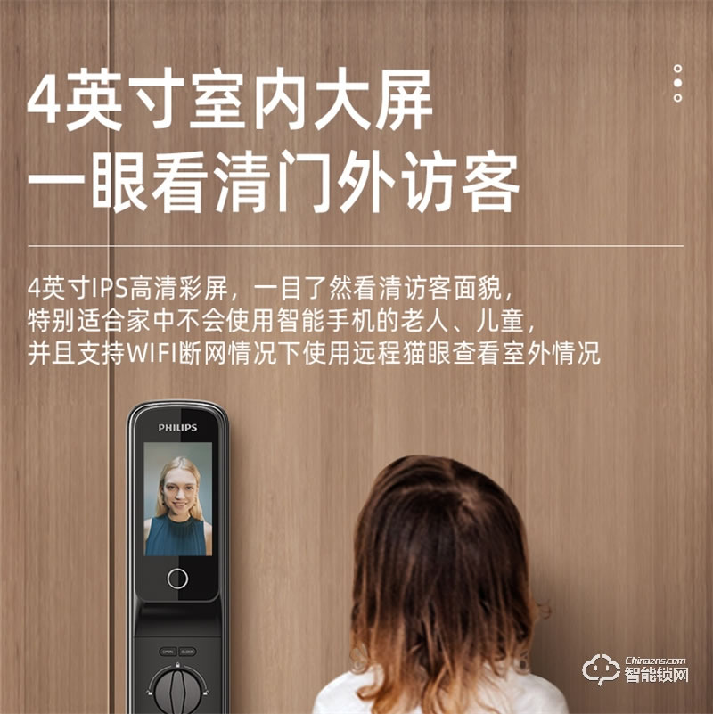 飛利浦阿爾法智能鎖 可視貓眼全自動家用指紋鎖