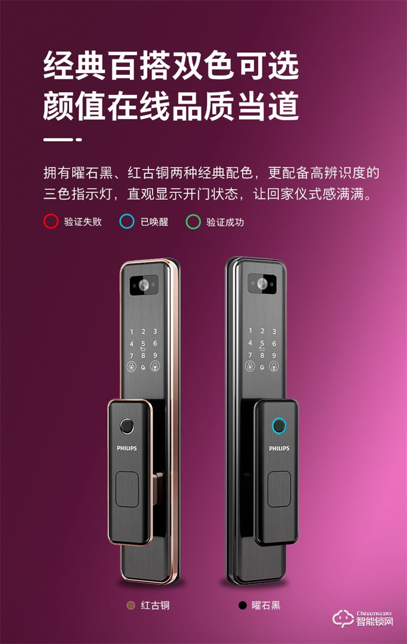 飛利浦智能鎖DDL301 可視貓眼智能鎖防盜門電子門鎖