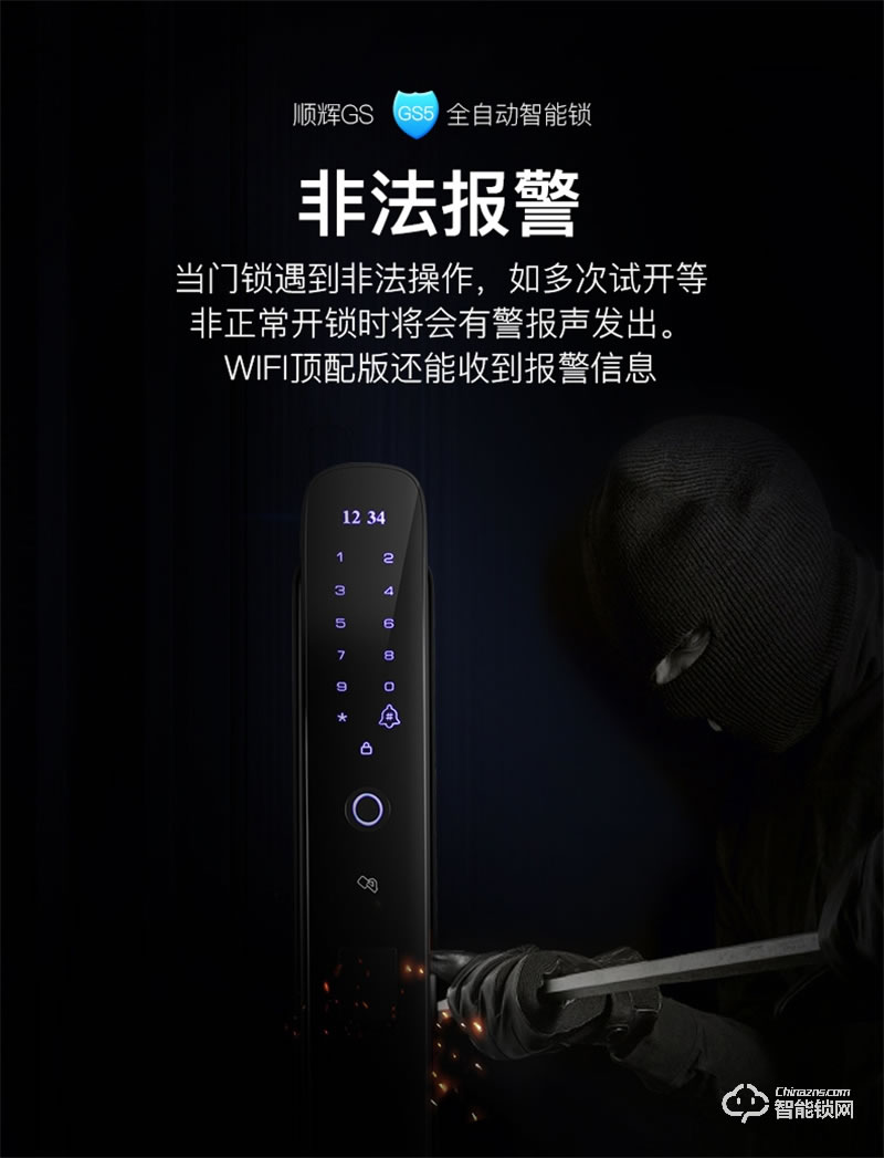 蘭博GS5揚帆起航指紋鎖 智能鎖家用防盜門鎖智能門鎖