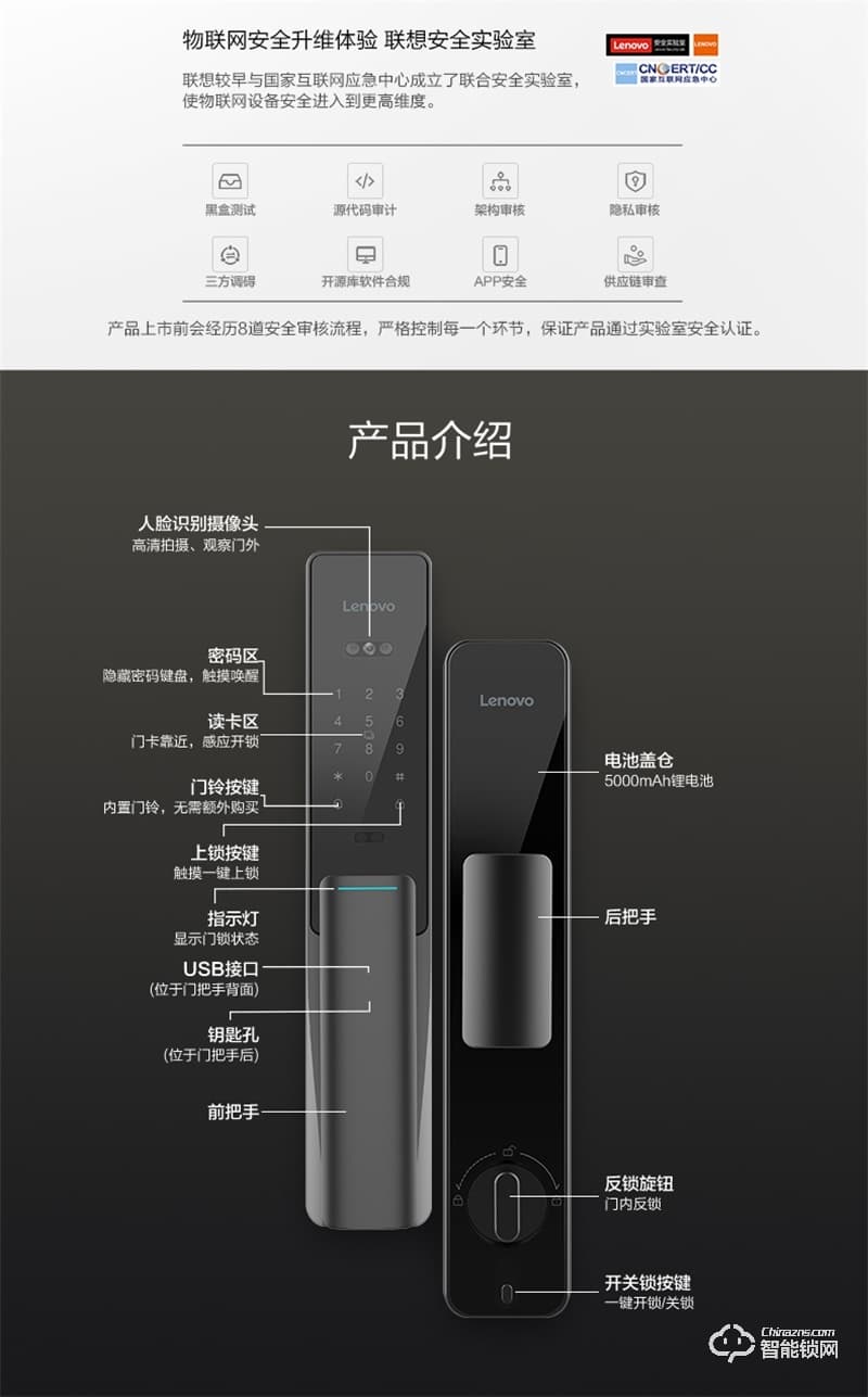聯(lián)想F1 PLUS 3D人臉識別智能鎖防盜門指紋鎖遠程智控