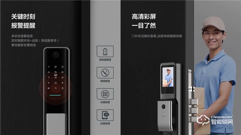 TCLAI大屏貓眼智能鎖K5C 密碼鎖電子鎖C級(jí)鎖芯遠(yuǎn)程開(kāi)鎖