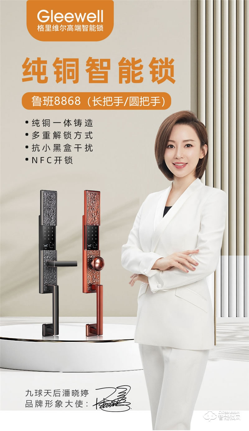 格里維爾純銅智能鎖 魯班8868全自動(dòng)別墅智能鎖