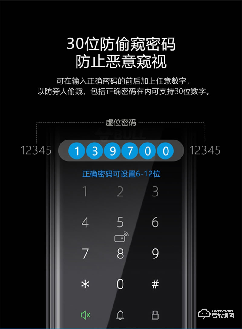 公牛智能指紋鎖X70 家用電子門鎖防盜門密碼鎖