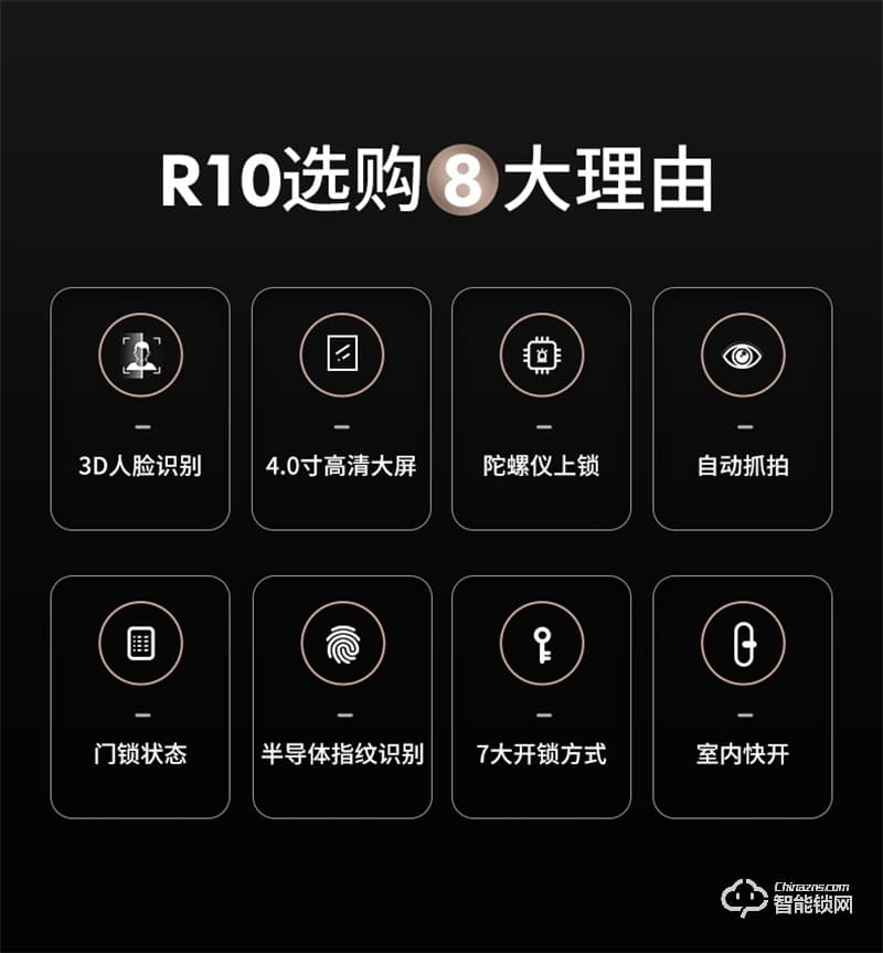 希箭指紋鎖R10真3D人臉識別智能門鎖 家用防盜門電子鎖