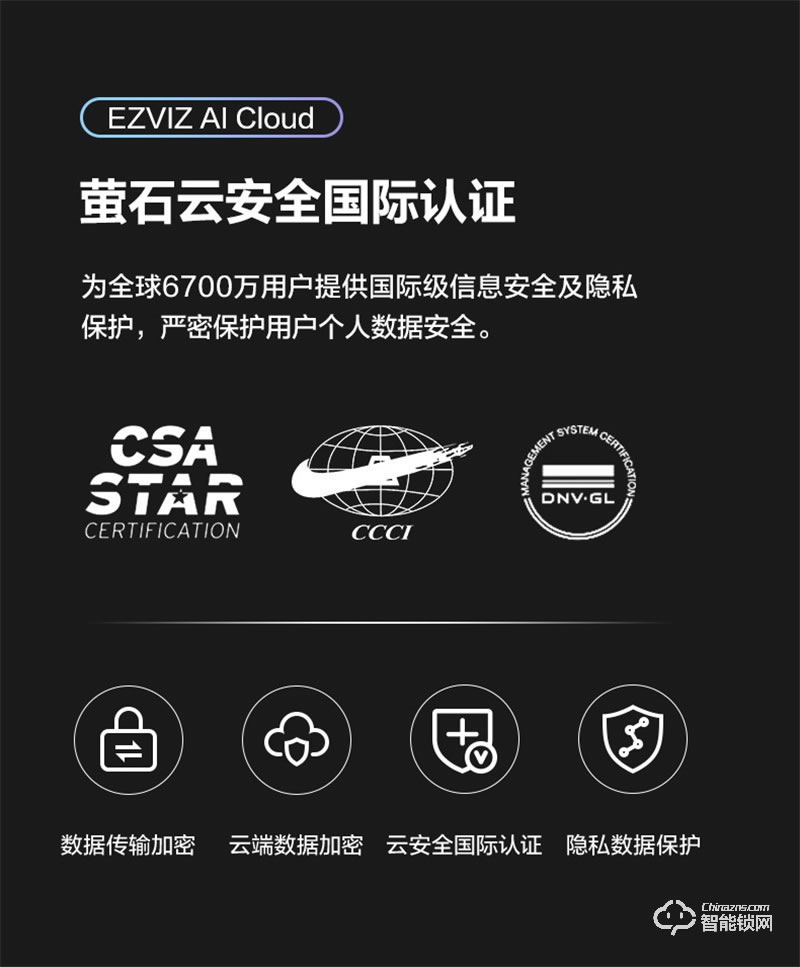 螢石20VC一握開指紋鎖 電子門鎖密碼鎖