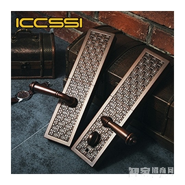 艾棲防盜家用指紋鎖 復(fù)古指紋密碼鎖 純銅滑蓋指紋鎖