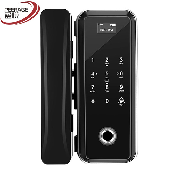 盈悅智能鎖 玻璃門單雙開指紋鎖 智能電子刷卡鎖