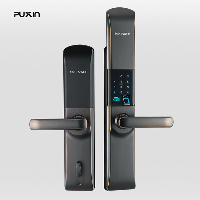 普鑫P2指紋鎖 全自動滑蓋門鎖 電子密碼鎖