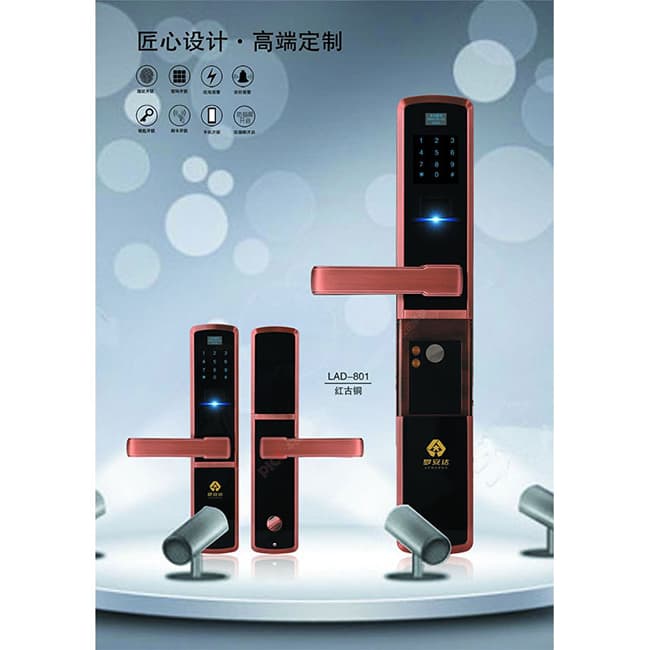 羅安達(dá)智能鎖LAD-801 家用指紋密碼鎖 防盜門智能鎖