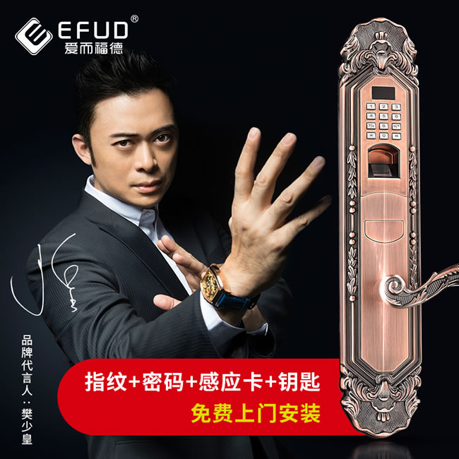 愛而福德指紋鎖 6050別墅電子鎖智能鎖家用防盜門指紋鎖密碼門鎖