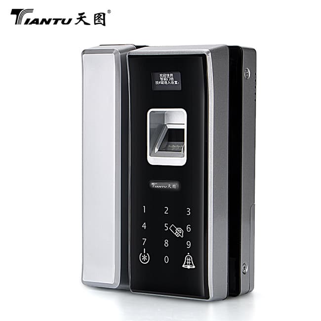 天圖智能鎖 玻璃門雙門指紋密碼鎖