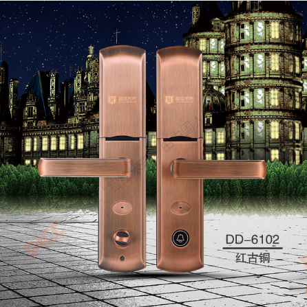 鼎盾智能鎖 DD-6102真皮指紋識別智能鎖