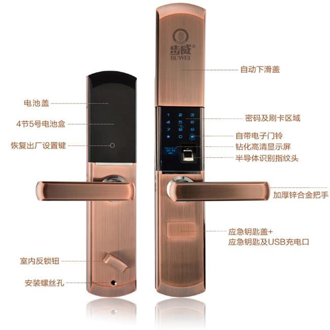 步威智能鎖 V5經(jīng)典自動(dòng)下滑蓋智能門鎖