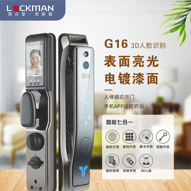 洛克曼G16智能鎖3D人臉識(shí)別 人體感應(yīng)開門
