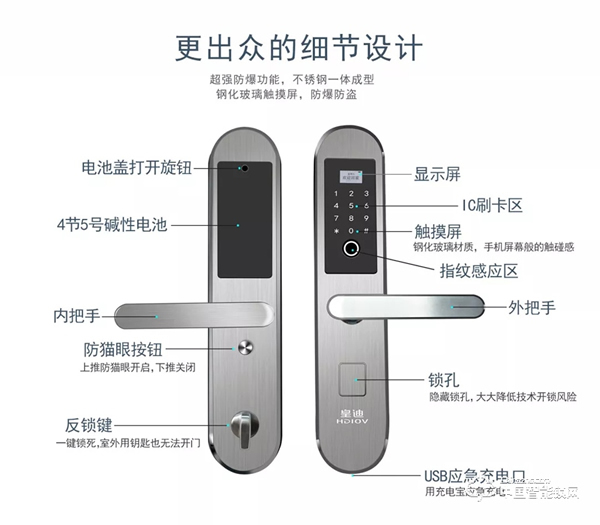 皇迪最新款不銹鋼智能鎖上市了！