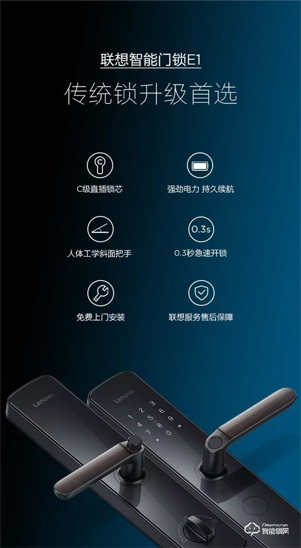 【新品上市】聯想E1智能門鎖：超大指紋識別 靈動解鎖