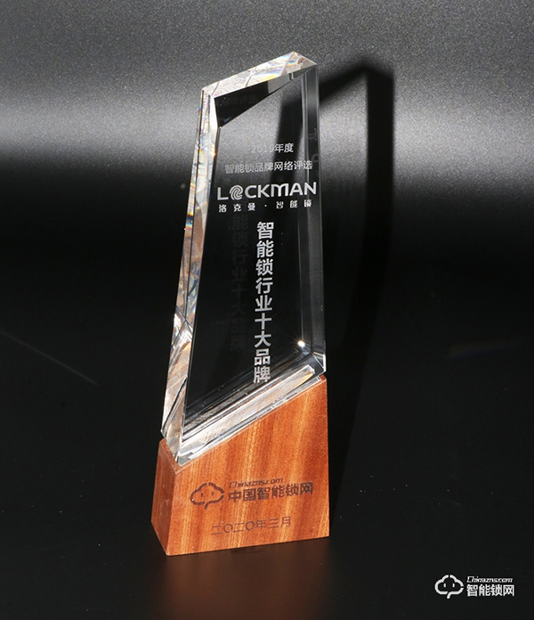 洛克曼榮膺“2019中國智能鎖網十大品牌智能鎖”稱號！