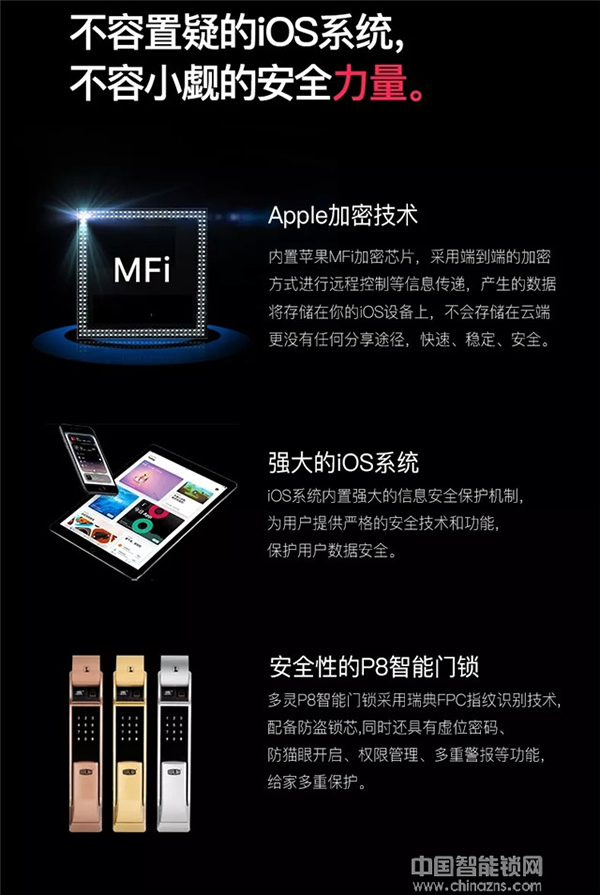 多靈智能門鎖-P8 蘋果官網主推全自動指紋鎖