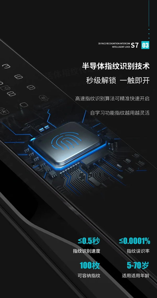 因特智能鎖新品·S7：3D人臉識(shí)別全功能對(duì)講鎖，耀目登場(chǎng)