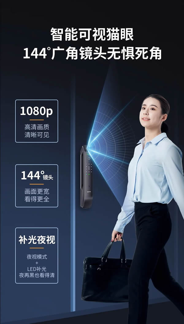 明星同款力薦丨亞太天能智屏貓眼全自動智能鎖A6p