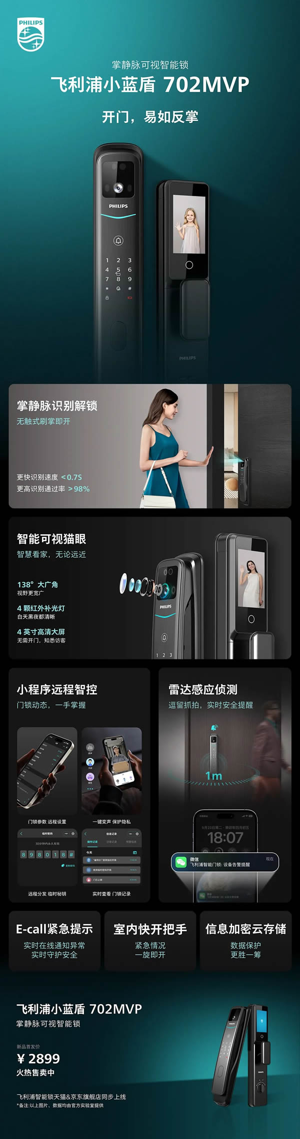 驚喜上市 | 飛利浦小藍(lán)盾702MVP，讓開門易如反掌