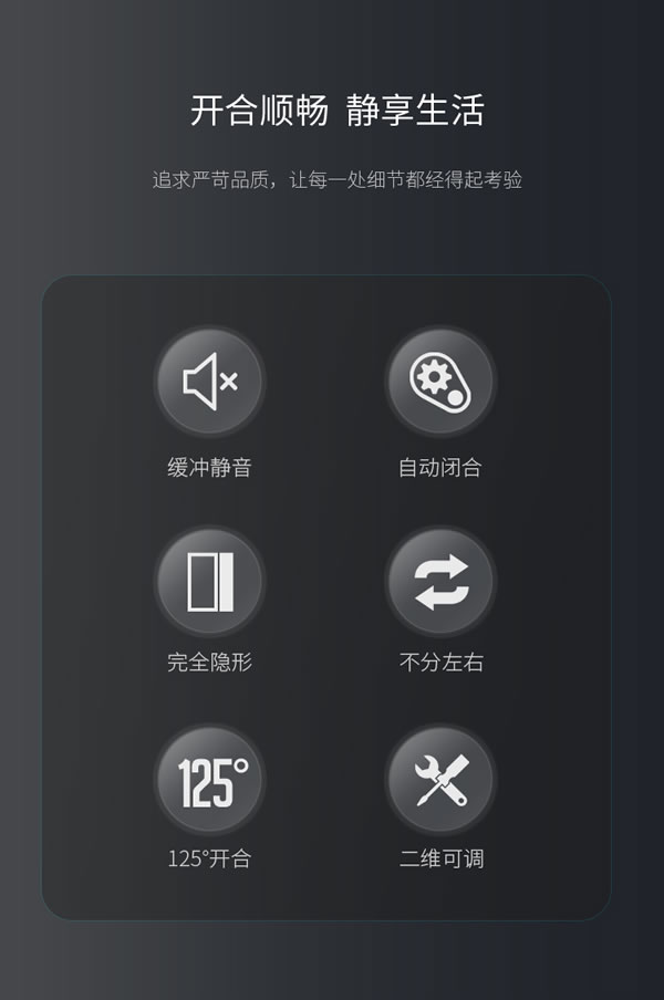 完全隱形，自動閉合丨匯泰龍二維可調液壓緩沖暗鉸鏈