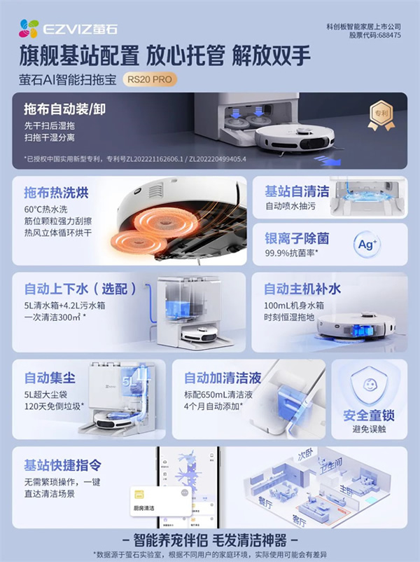 旗艦新品重磅登場丨螢石AI智能掃拖寶RS20 Pro，來了！