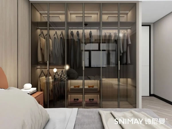 淺指智能鎖定制衣柜案例，輕奢玻璃配衣柜真的絕了_12