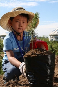 百德帶領大家伙植樹